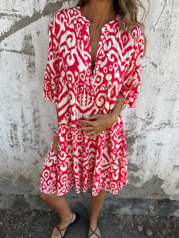 Damen lässiges Kleid mit einzigartigem Muster und bequemen Schnitt WW