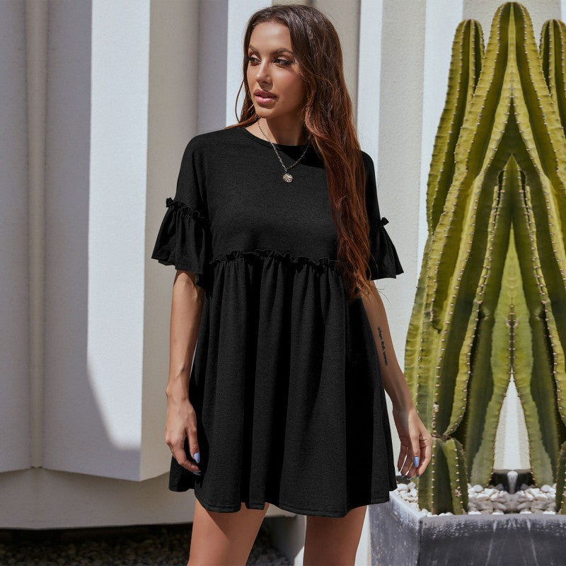Damen lässiges Kleid mit Rüschendetails und geradem Schnitt WW