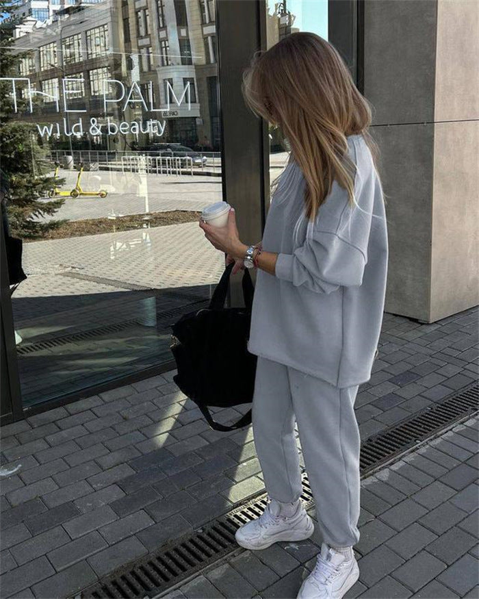 Damen lässiger Sportanzug mit oversized Oberteil und bequemer Hose WW