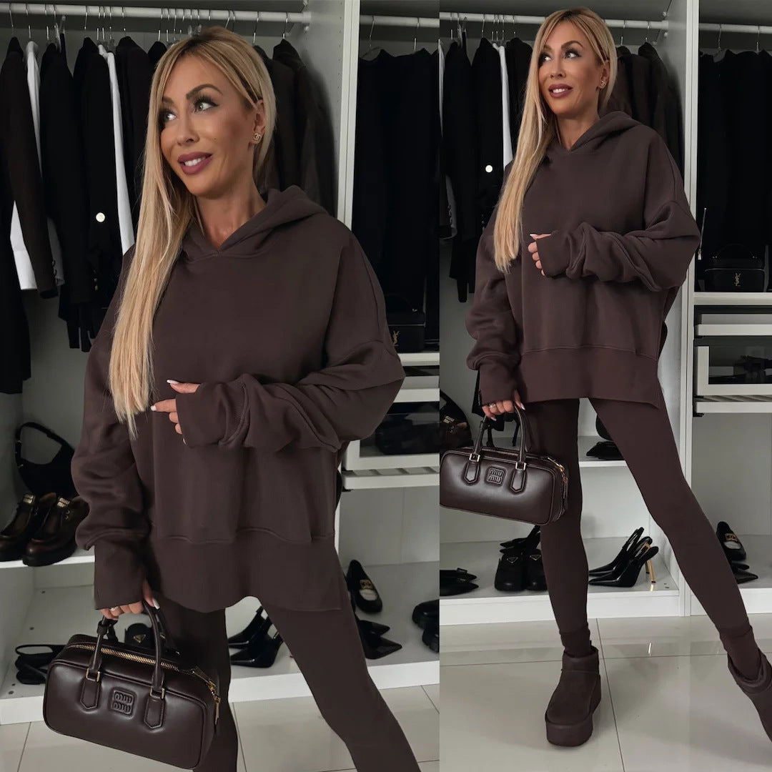 Damen modischer Kapuzenpullover mit Leopardenmuster und oversized Schnitt WW