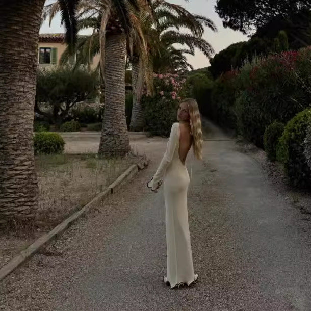 Damen Elegantes Sommerkleid mit raffinierten Ausschnitten und Wellenmuster WW
