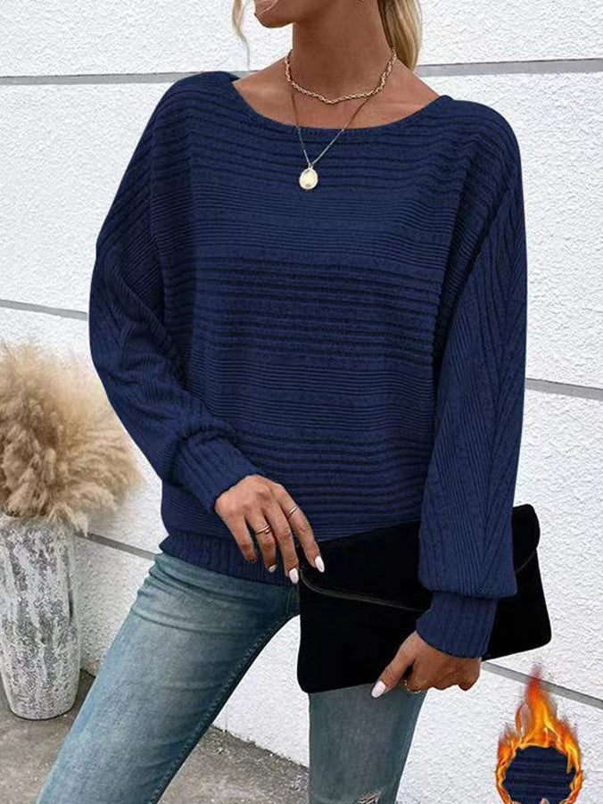 Frauen Stilvoll Strick Batwing Pullover WW
