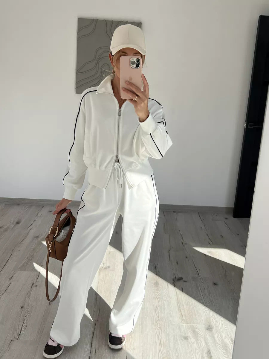 Damen sportliches Fleece-Set mit praktischen Reißverschlusstaschen und elegantem Schnitt WW
