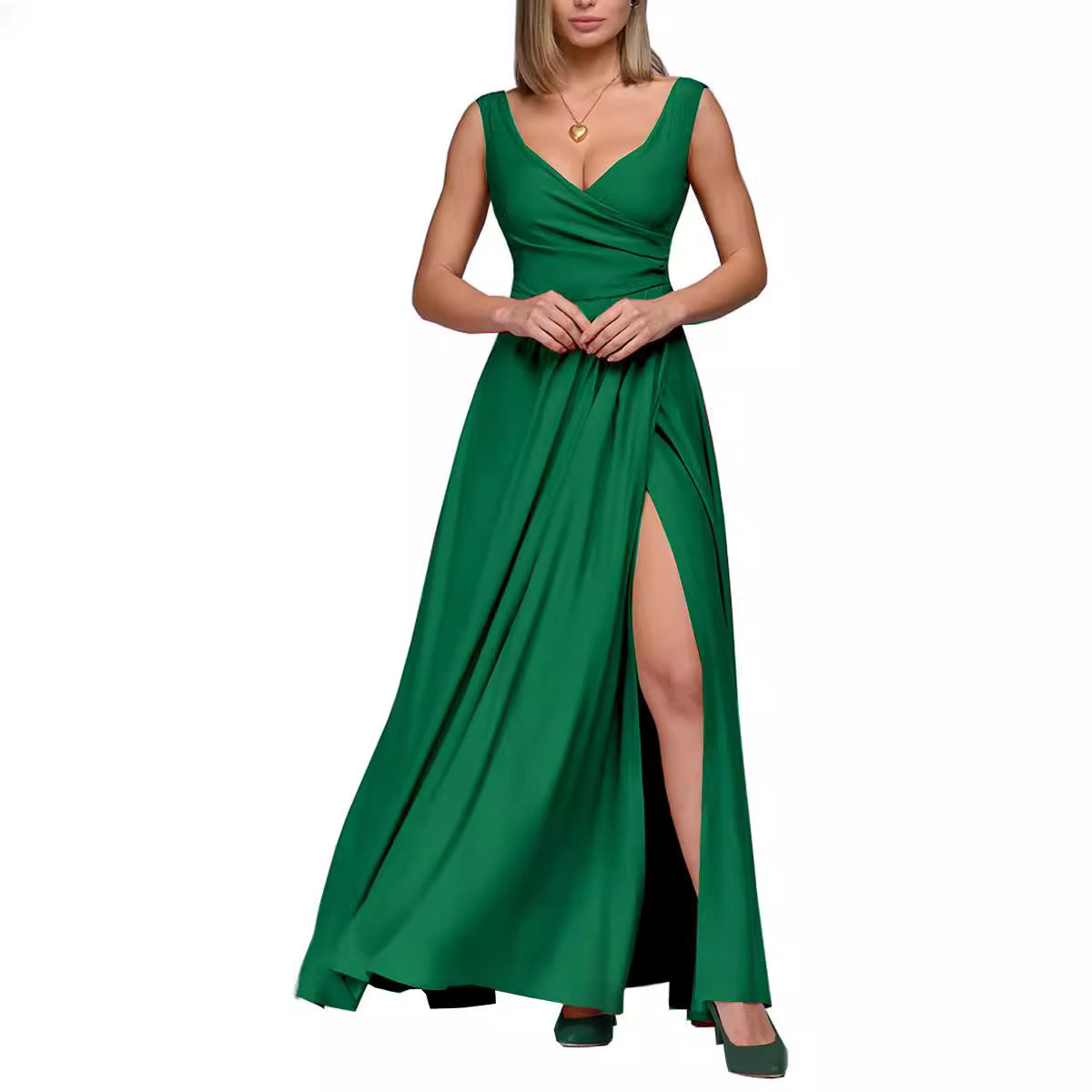 Damen Maxi-Kleid mit elegantem Wickeldesign WW