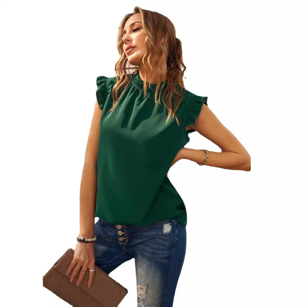 Damen elegante Bluse mit Rüschendetails WW