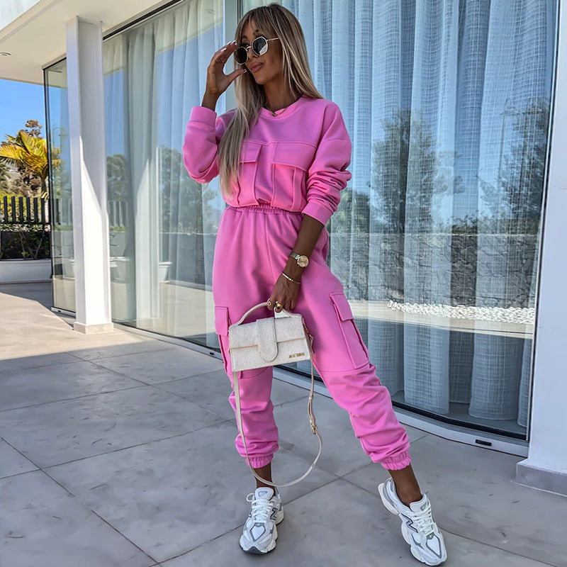 Damen sportliches Set mit praktischem Cargo-Design und stylischem Sweatshirt WW