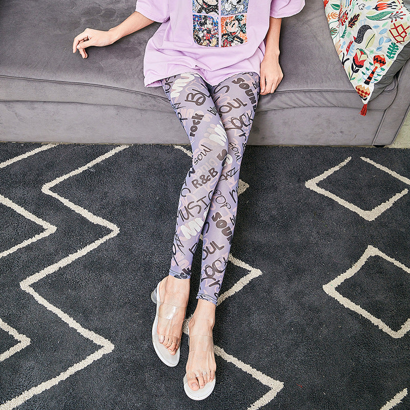 Damen Leggings mit modischem Schriftzug WW