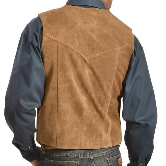 Herren Wildlederweste mit seitlichen Taschen und Druckknopfverschluss WW
