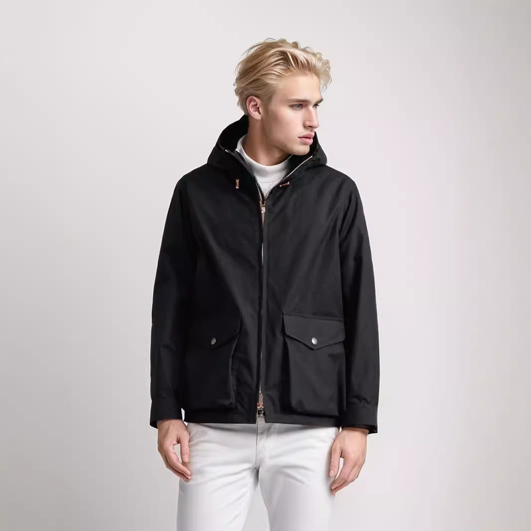 Herren Übergangsjacke mit praktischen Taschen und verstellbarem Kapuzenkragen WW