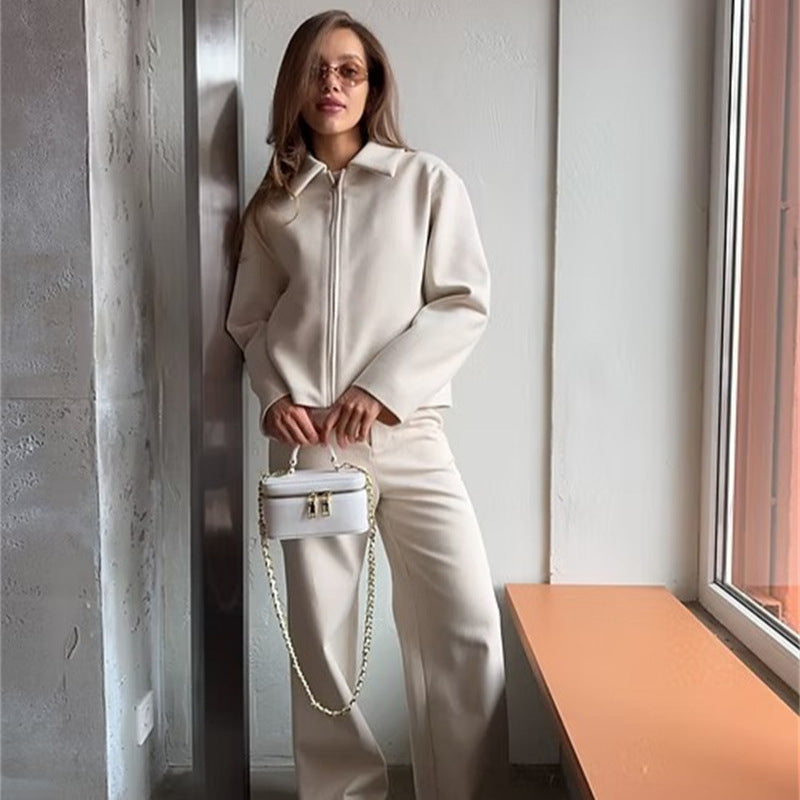Damen elegante Zip-Jacke im minimalistischen Stil WW
