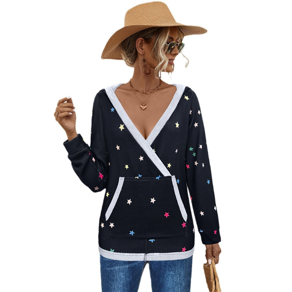 Damen Kapuzenpullover mit verspieltem Sternenmuster WW