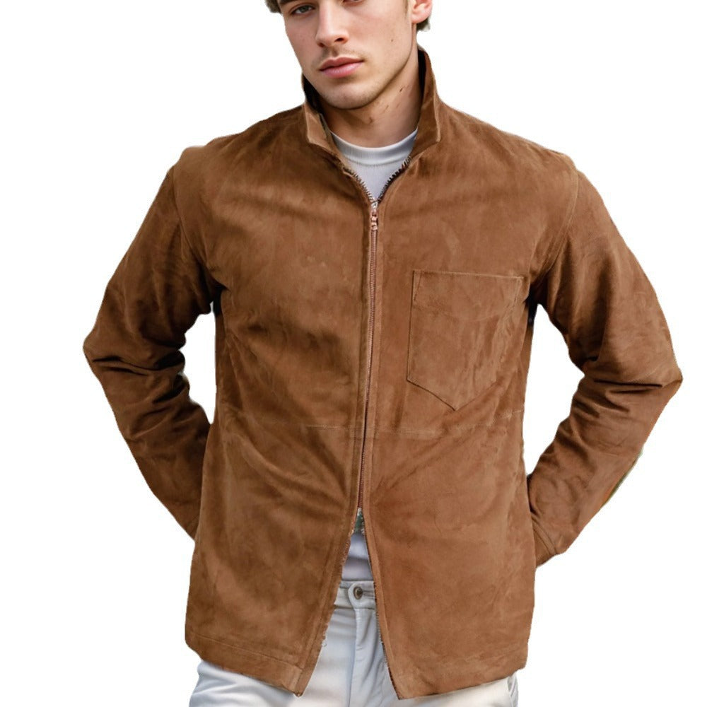 Herren Suede Jacke mit Stehkragen und praktischer Brusttasche WW