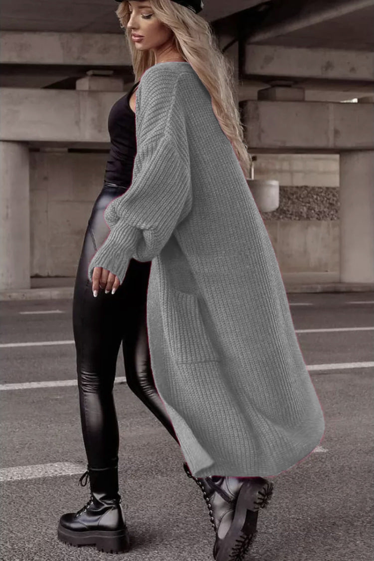 Damen Langer Strickcardigan mit tieferem Rückensaum und lässigem Schnitt WW