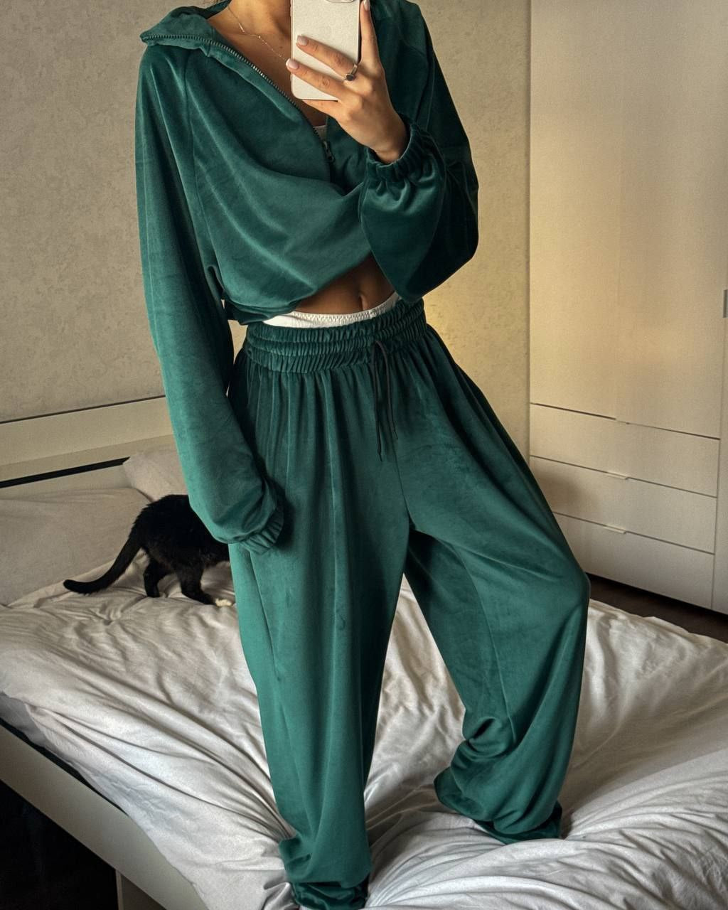 Damen sportliches Lounge-Set aus weichem Fleece mit lockerem Schnitt WW