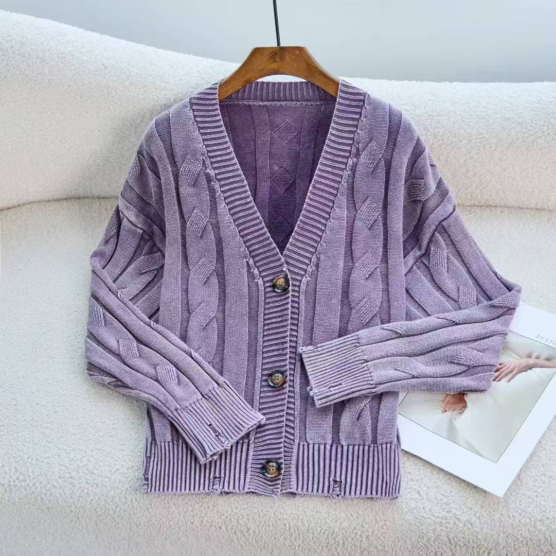 Damen offene Strickjacke mit Zopfmuster und zeitlosem Design WW