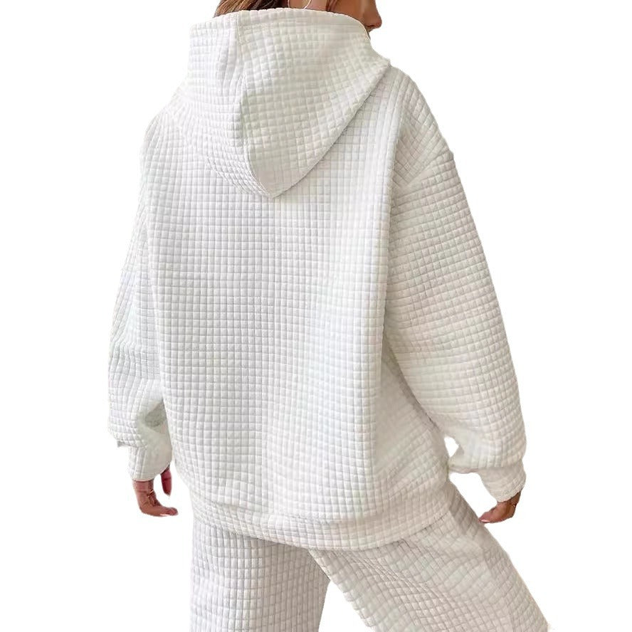 Damen Texturiertes Waffle Strick Hoodie WW