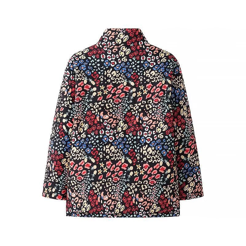 Damen gesteppte Jacke im modischen Leopardenprint WW