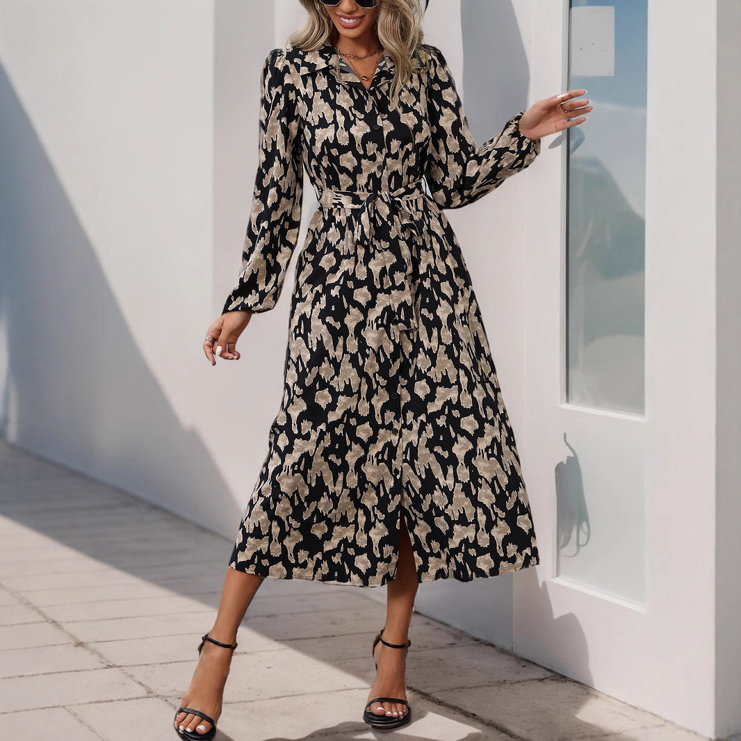 Damen Maxikleid mit elegantem Taillengürtel und stylischem Schlitzdesign WW