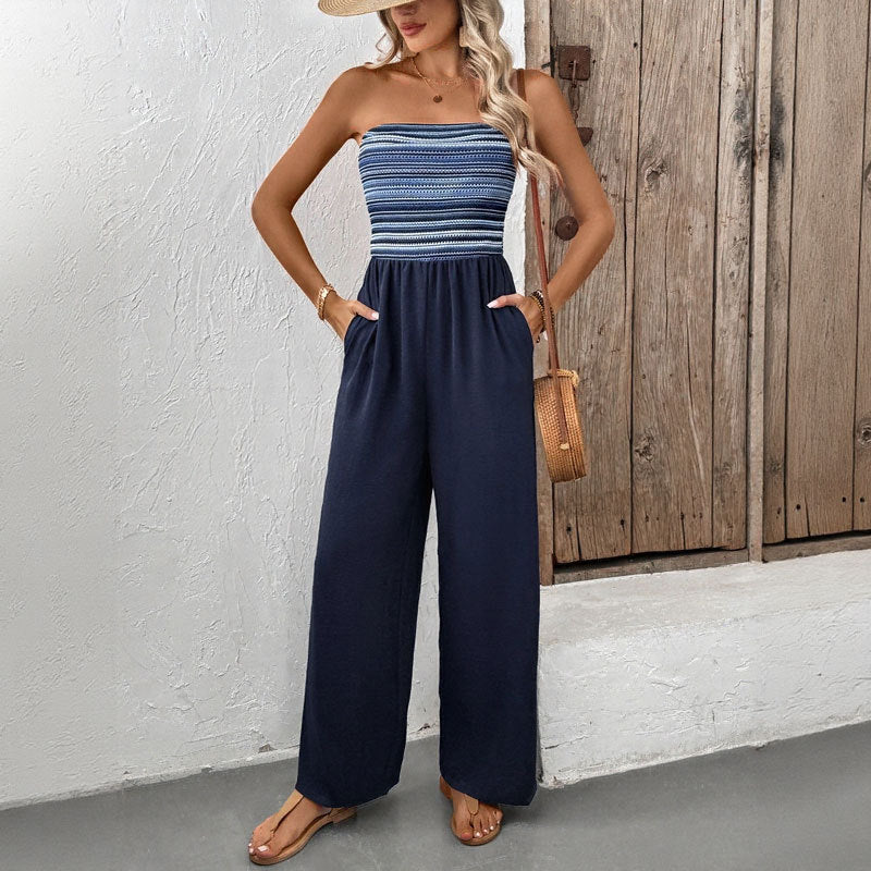 Damen Oberteillose Jumpsuit mit weitem Bein und praktischen Taschen WW