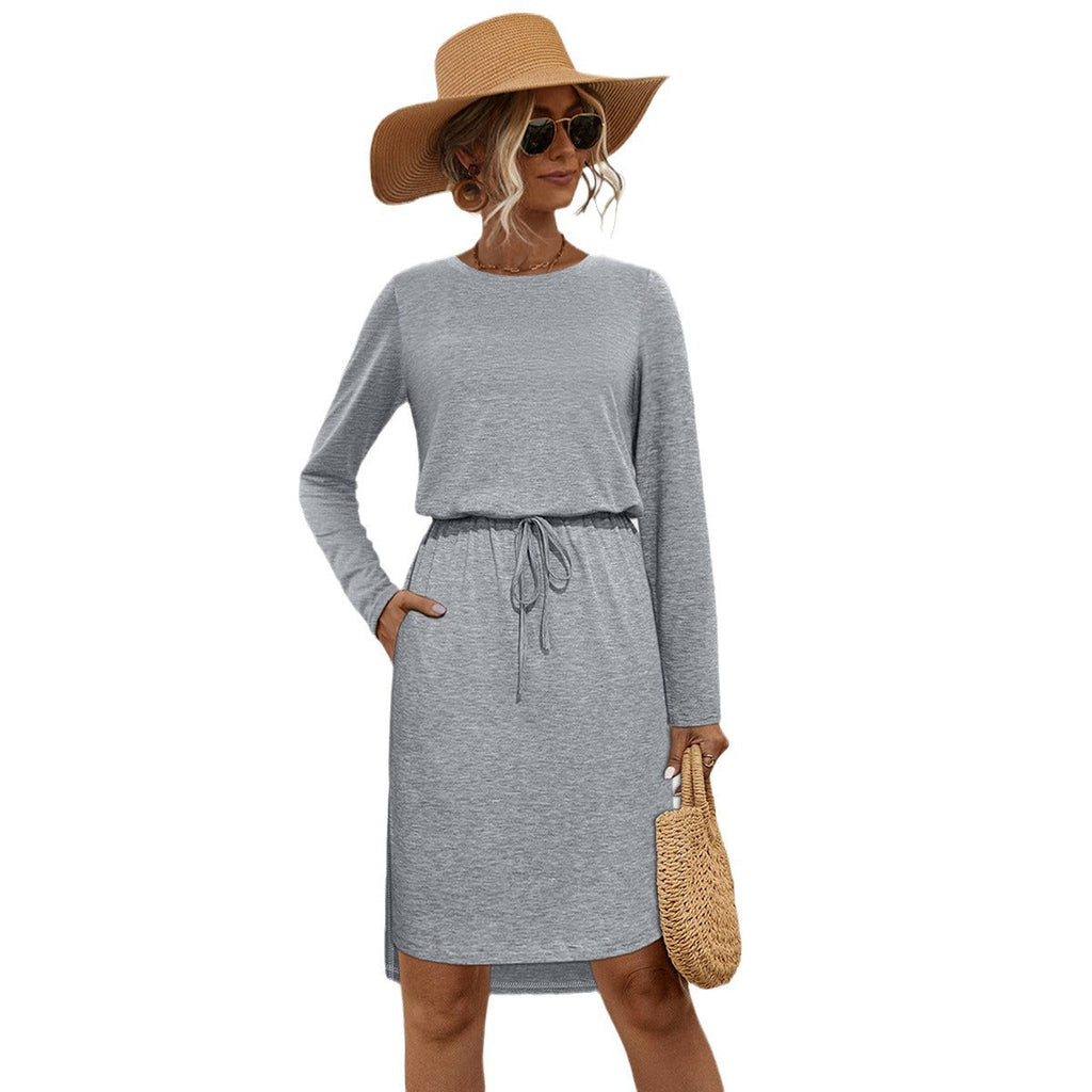 Damen Midi-Kleid mit langem Arm und tailliertem Schnitt WW