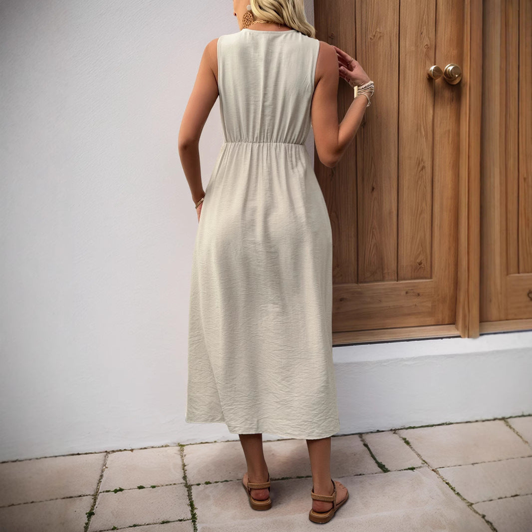 Damen Maxikleid mit verspielten Knopfdetails und praktischen Taschen WW