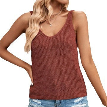 Damen elegantes V-Ausschnitt Strickoberteil mit feiner Rippenstruktur WW