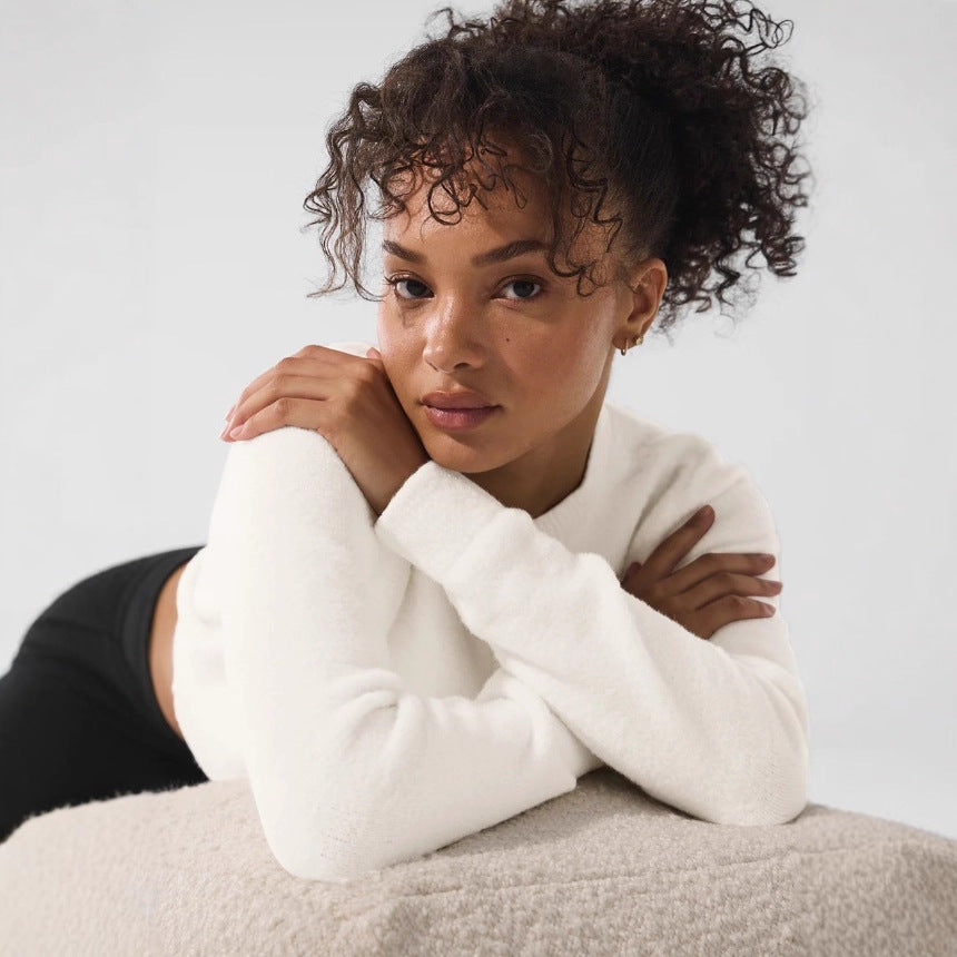 Damen kuscheliger cropped Cardigan mit Knopfleiste und langen Ärmeln WW