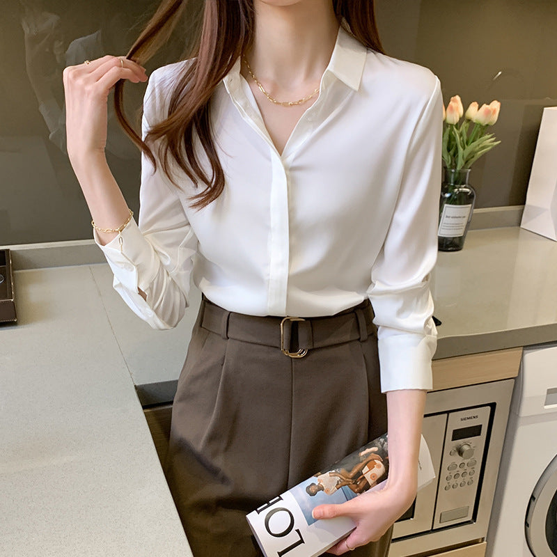 Damen Elegante und bequeme Bluse mit feinem Kragen WW