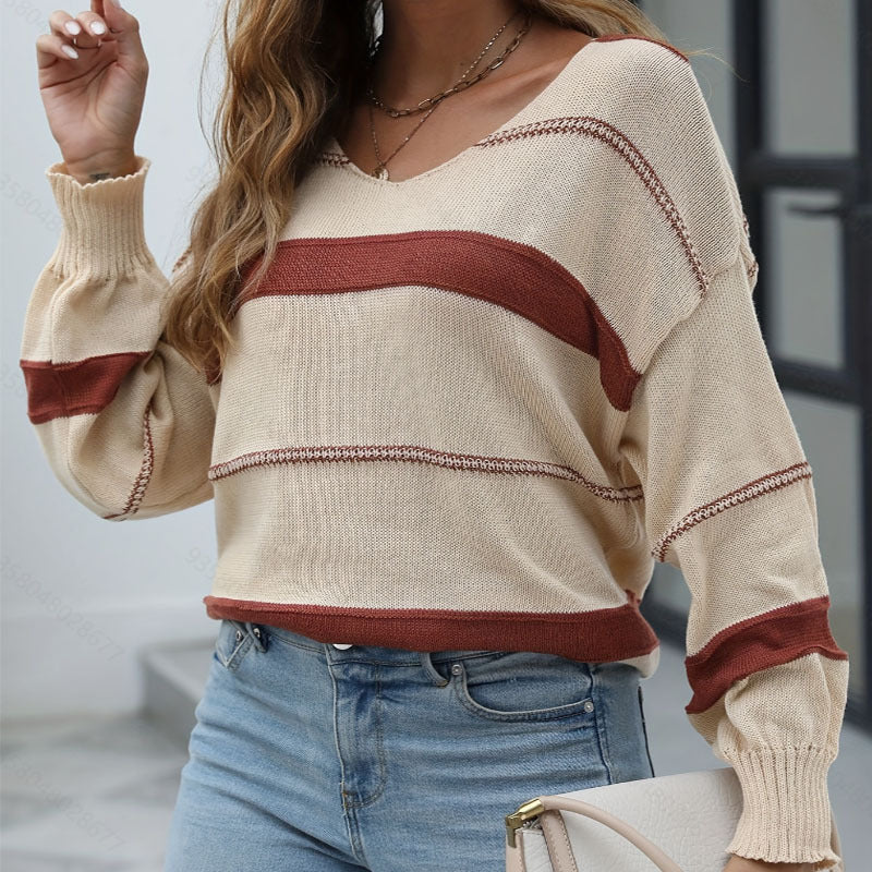 Damen lässiger Strickpullover mit weitem Schnitt WW