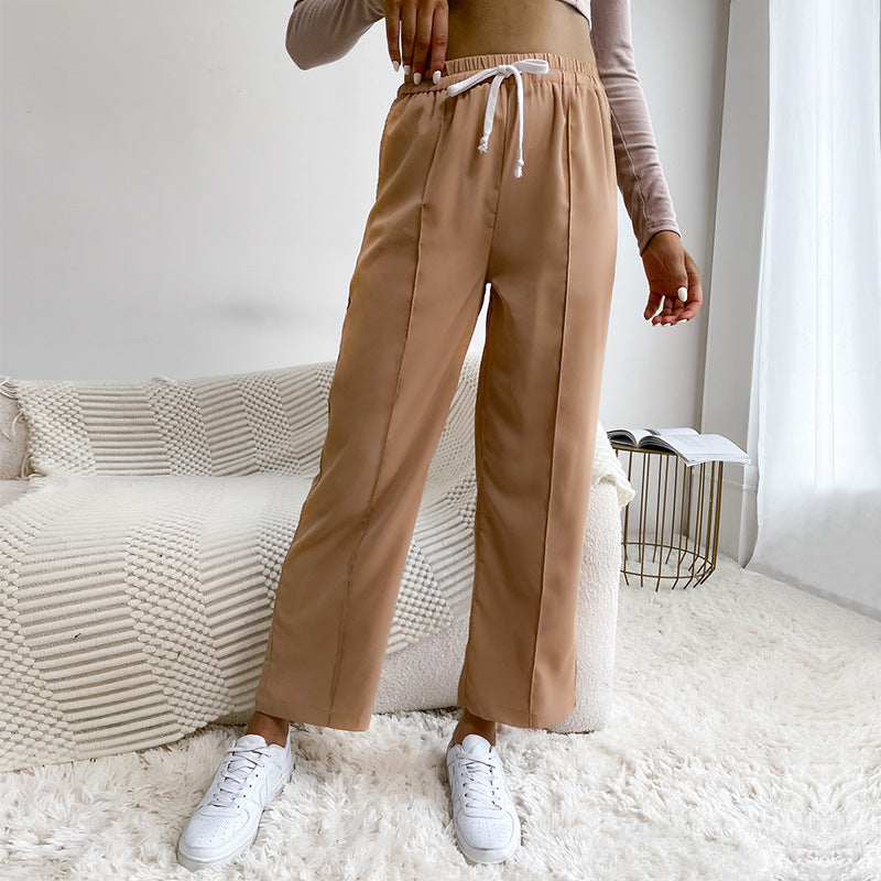 Damen elegante Sporthose mit elastischem Bund und seitlichen Einschubtaschen WW