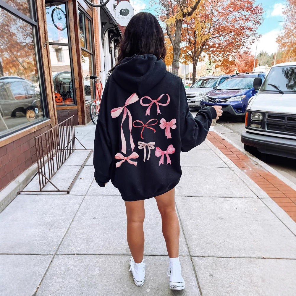 Damen Bequemer Oversized Hoodie mit verspieltem Schleifen-Design WW