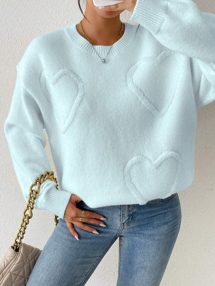 Damen Strickpullover mit Herzoptik und lässigem Schnitt WW