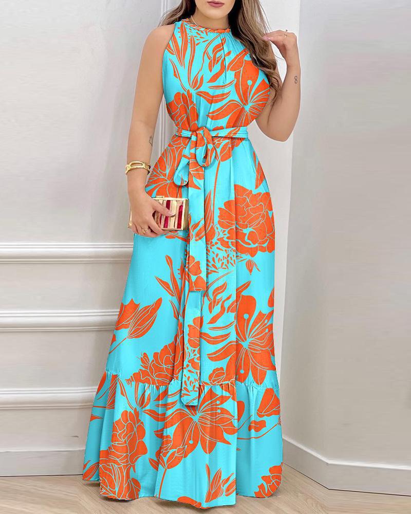 Damen Maxikleid mit floralem Muster und elegantem Schnitt WW