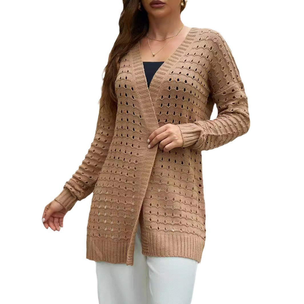 Damen Strickjacke mit luftiger Lochmuster-Optik WW