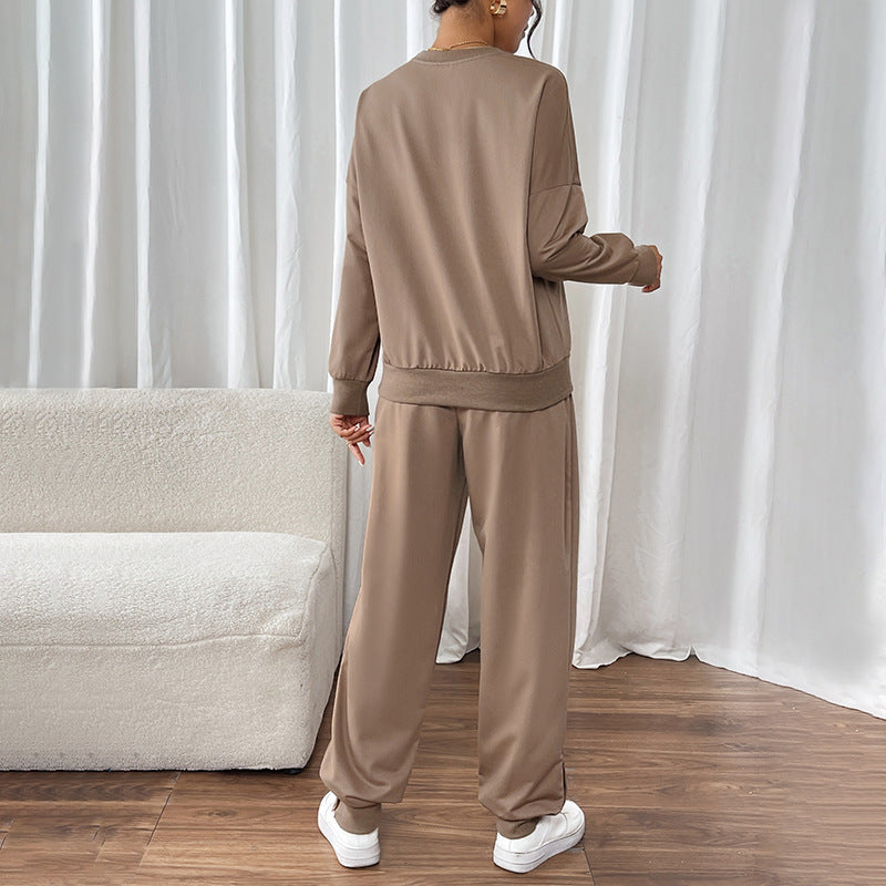 Damen sportliches Sweatshirt- und Jogginghose-Set mit elastischem Bund WW