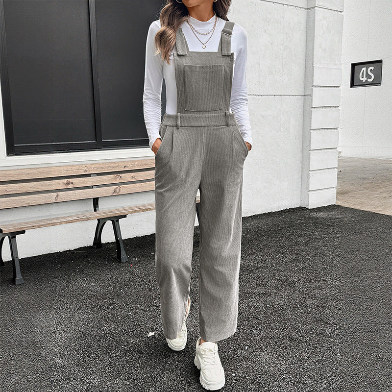 Damen Lässiger Cord-Overall mit praktischen Taschen und modischem Schnitt WW