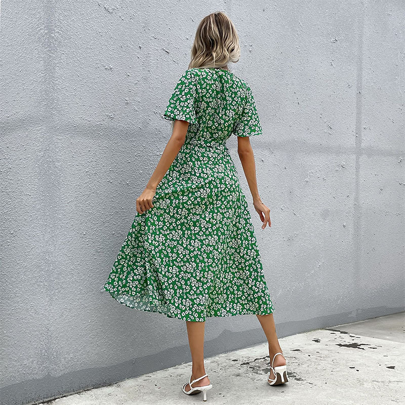 Damen Maxikleid mit floralem Wickeldesign und seitlichem Schlitz WW