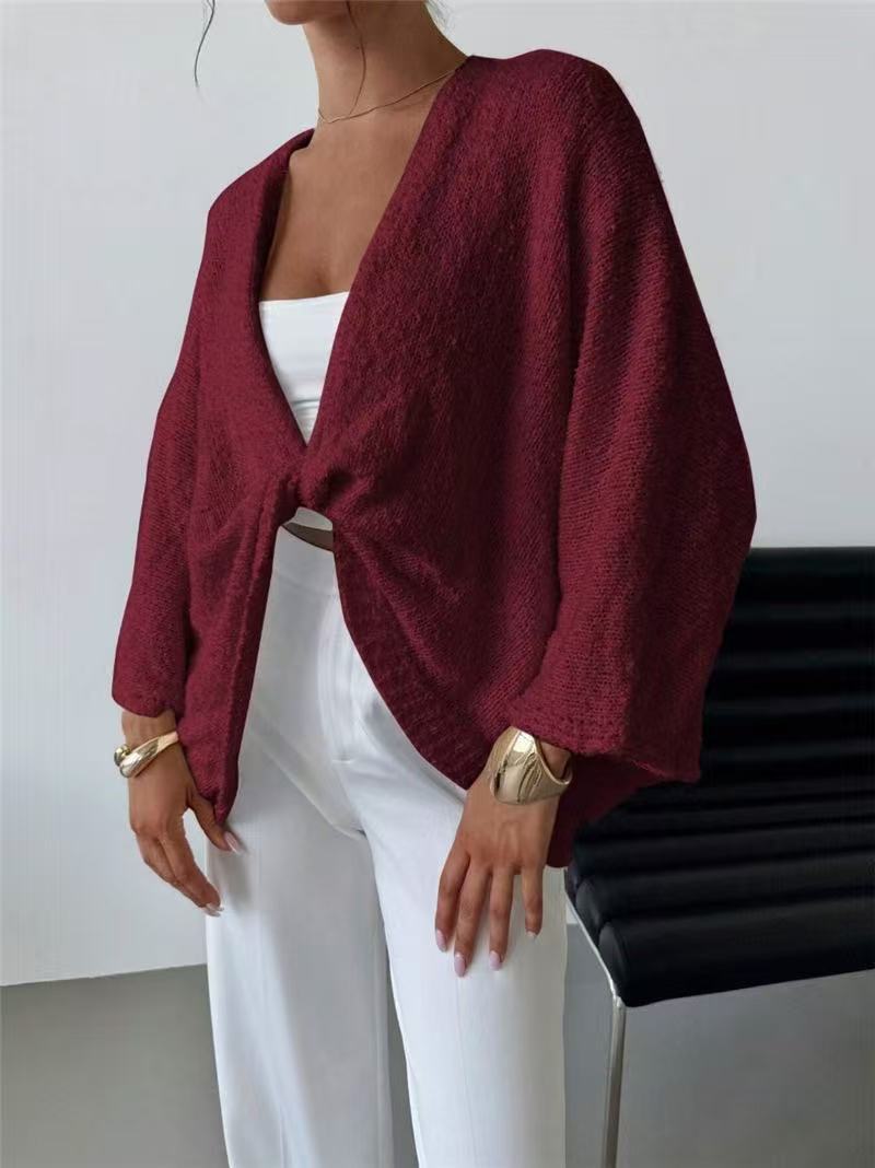 Damen luftige Strickjacke mit weitem Schnitt und eleganter Knopfleiste WW
