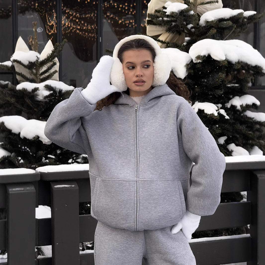 Damen lässige Fleece-Jacke mit hohem Kragen und großzügigen Taschen WW