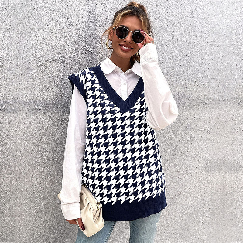 Damen Pullover-Pärchen im zeitlosen Hahnentrittmuster WW
