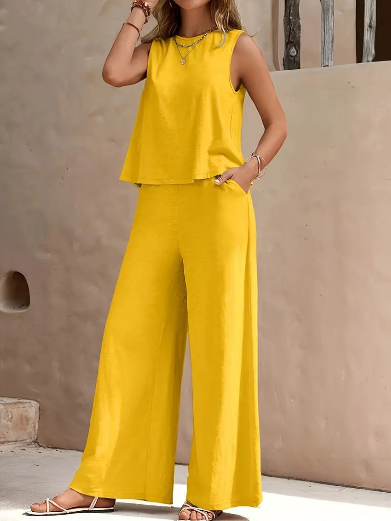 Damen luftiges Zweiteiliges Set mit weitem Schnitt und praktischen Taschen WW