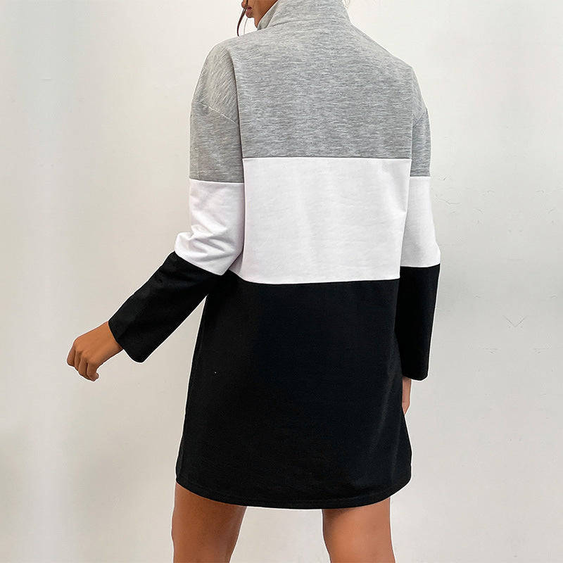 Damen Freizeitkleid mit hohem Kragen und sportlichem Reißverschluss WW
