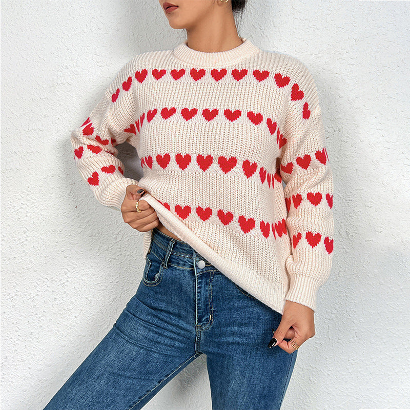 Damen Pullover mit Herzmotiv in lässiger Passform WW