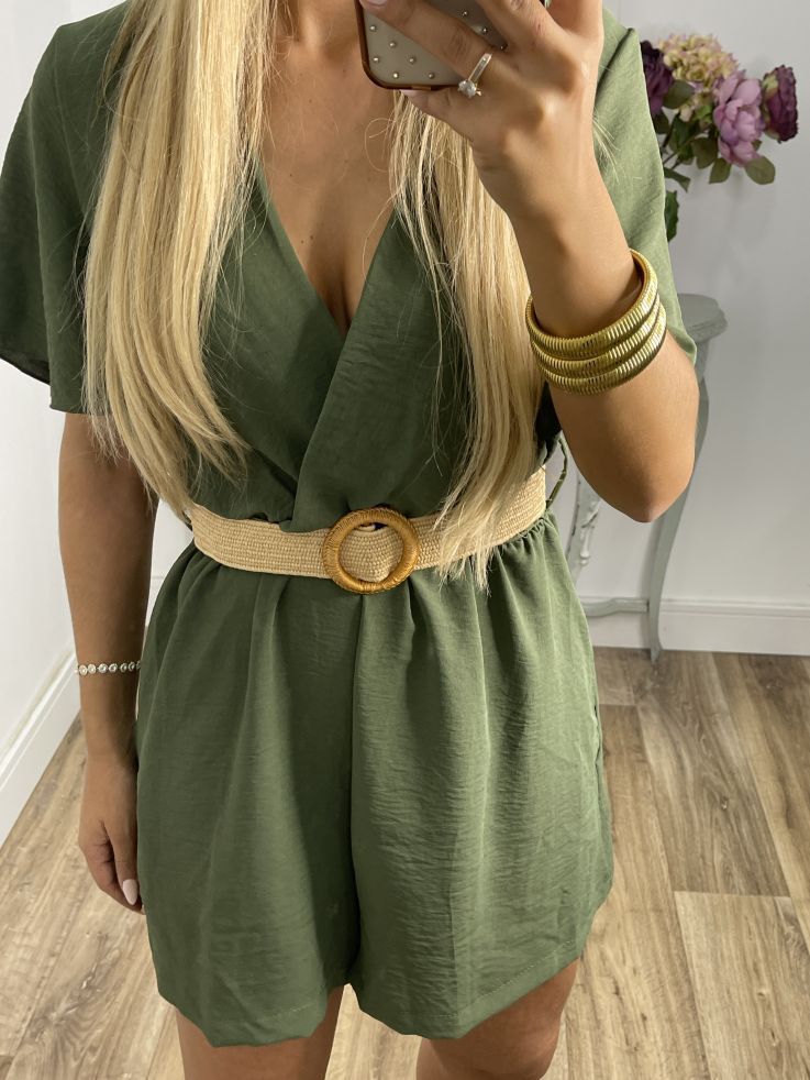 Damen modischer Wickel-Overall mit Taillengurt WW