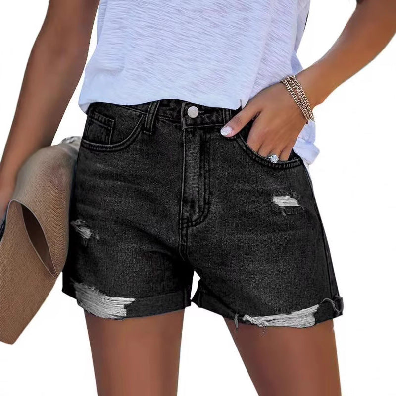Damen modische Jeans-Shorts im lässigen Distressed-Look WW