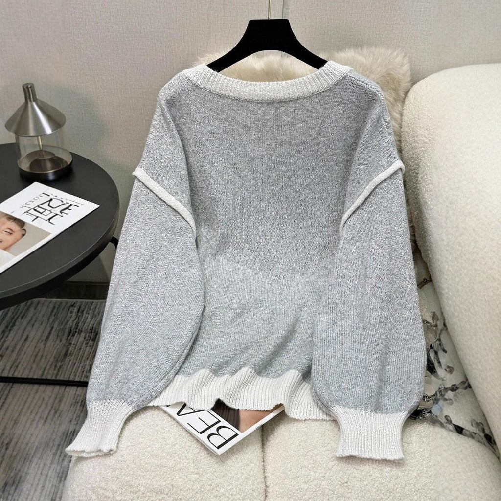 Damen Strickpullover mit floralen Applikationen WW