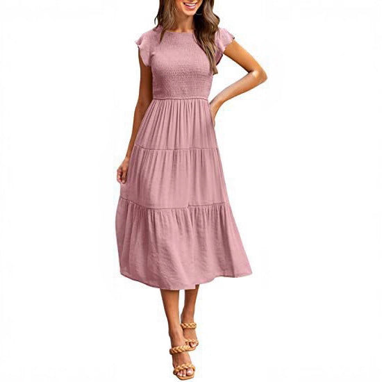 Damen Maxikleid mit voluminösem Rock und elastischem Oberteil WW