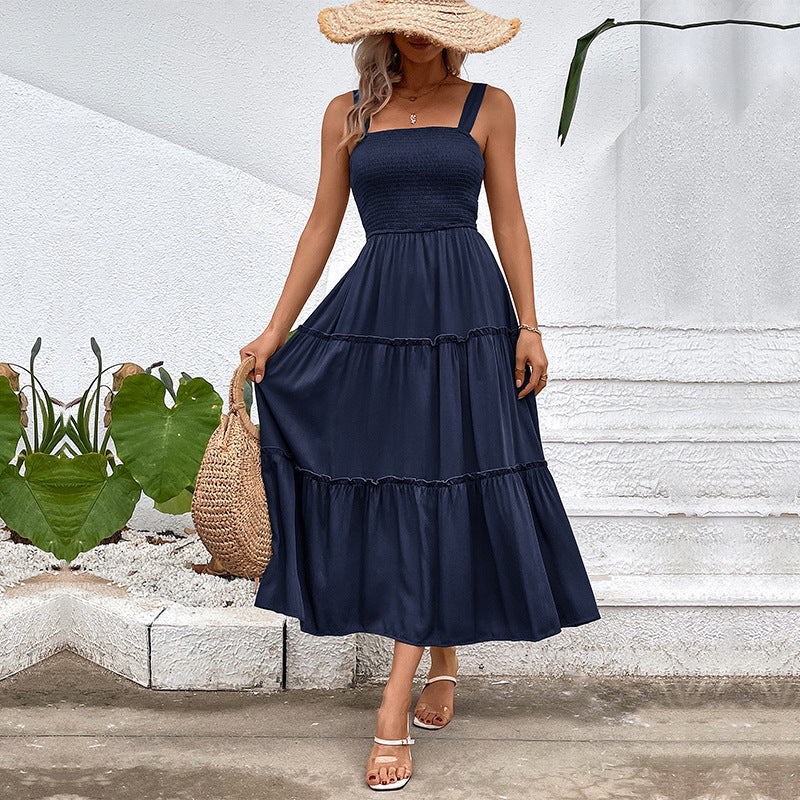 Damen Maxikleid mit Rüschensaum und elastischem Oberteil WW