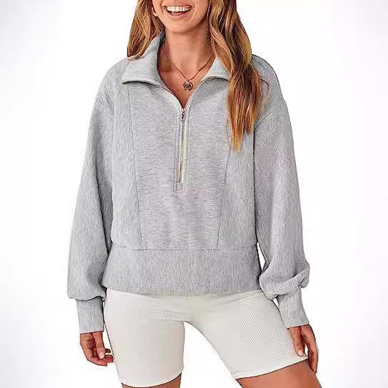 Damen Freizeit Viertel-Reißverschluss Pullover WW