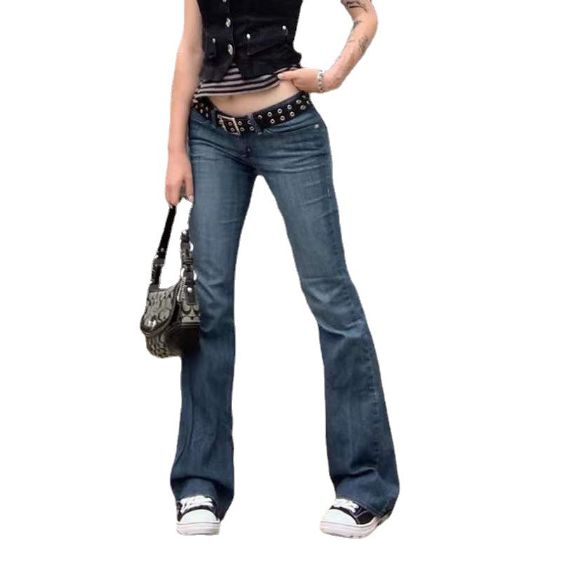 Damen lässige Flared Jeans im Retro-Stil mit hohem Bund WW
